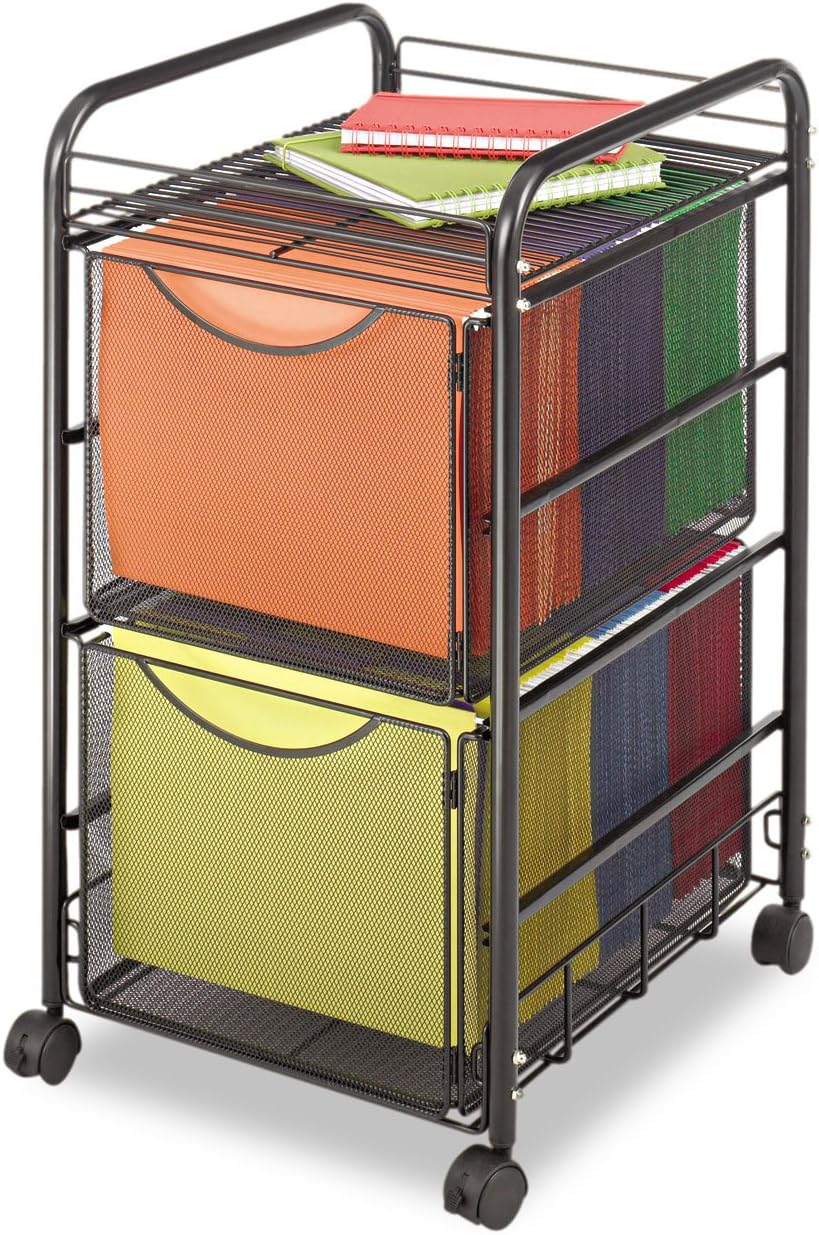 Safco Onyx Rolling Cart with 2 File Drawers, Fits Letter-Size Hanging Folders...