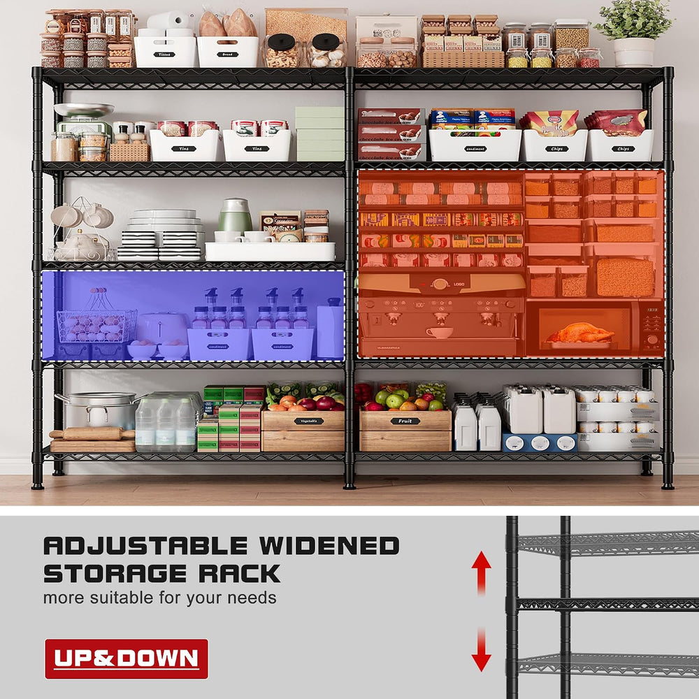 REIBII 73"W 5-Tier Heavy Duty Wire Shelving Unit 1650 LBS,Garage Commercial