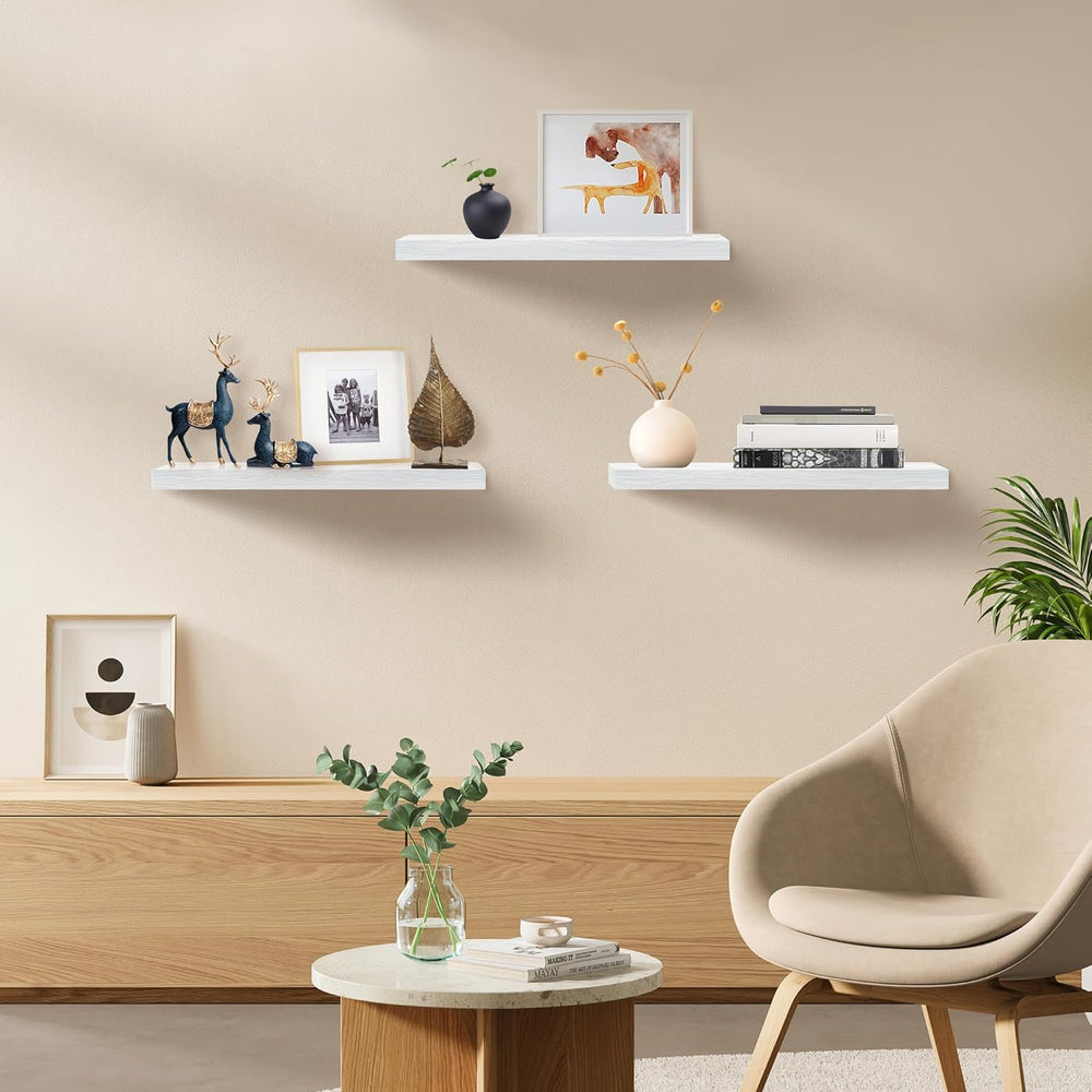 Upassion Floating Shelves for Wall Set of 3, 24" White Wall Shelves for ...