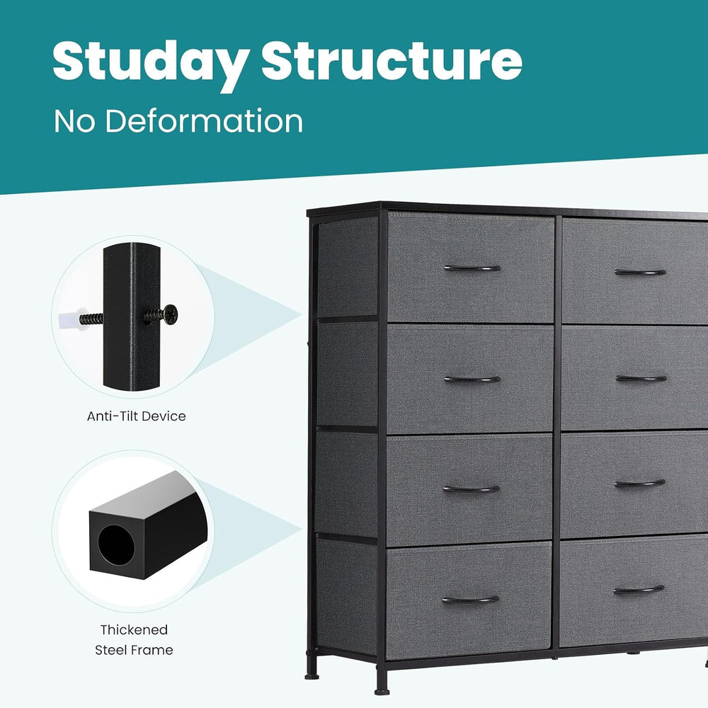 DUMOS 8 Drawer Dresser for Bedroom, Fabric Storage Organizer