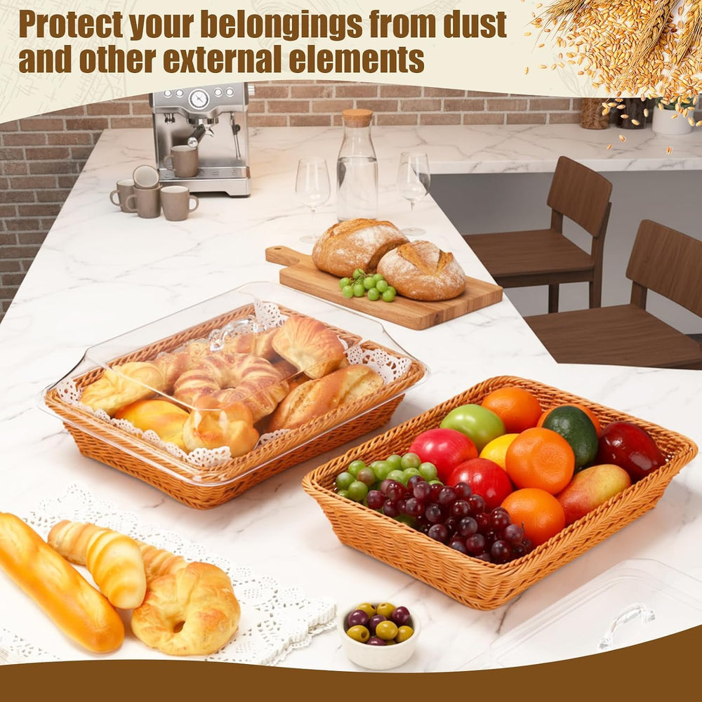 Mumufy 2 Packs Bread Baskets for Serving with Lid 15.75x11.81x2.95'' ...