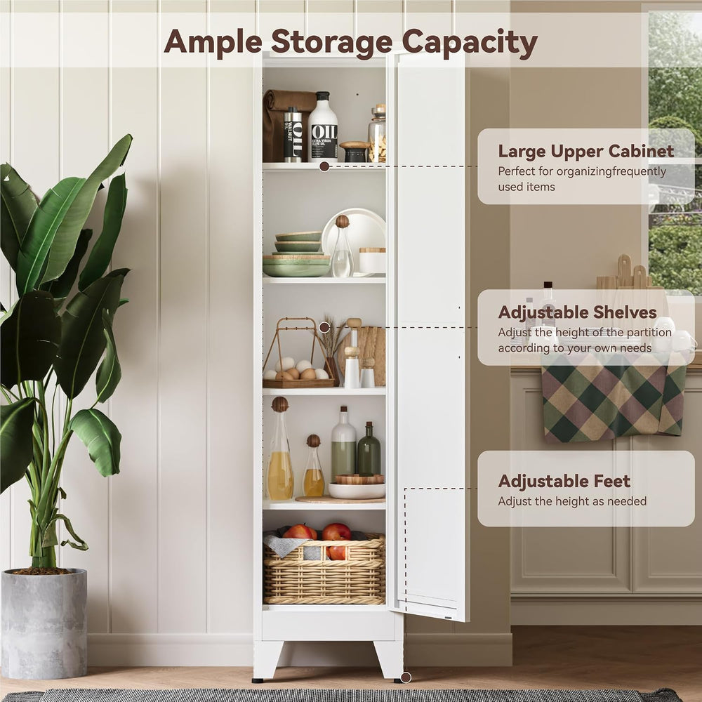 Baborokic 67" Tall Bathroom Cabinet,Metal Storage Cabinet with Door and ...