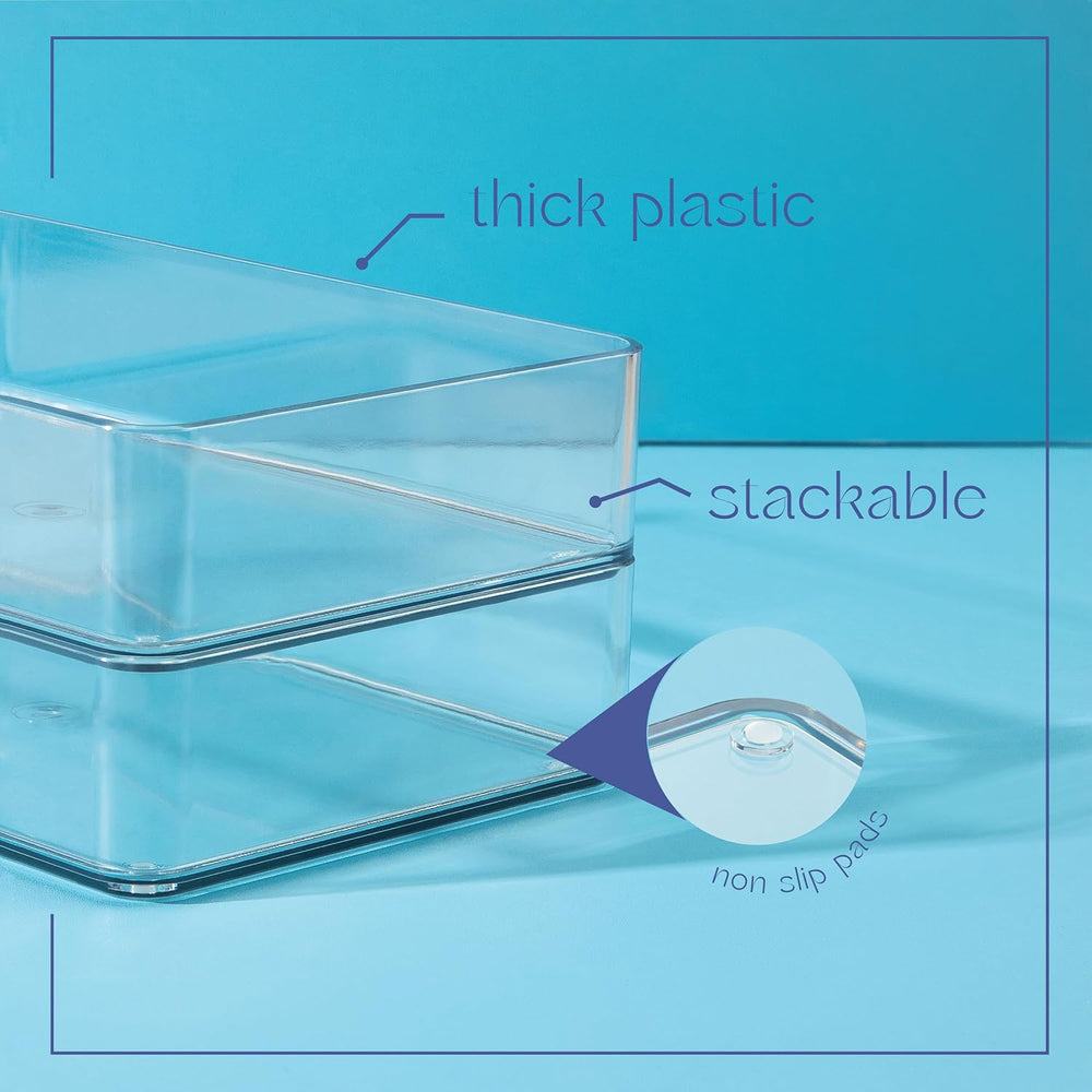 primebox Plastic Clear Acrylic Drawer Organizers. Bathroom, Kitchen, Bedroom,...