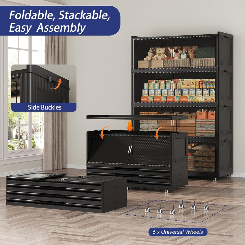 720QT Storage Bins with Lid, 240Gal 3-Tier Extra Large Stackable Closet Organ...