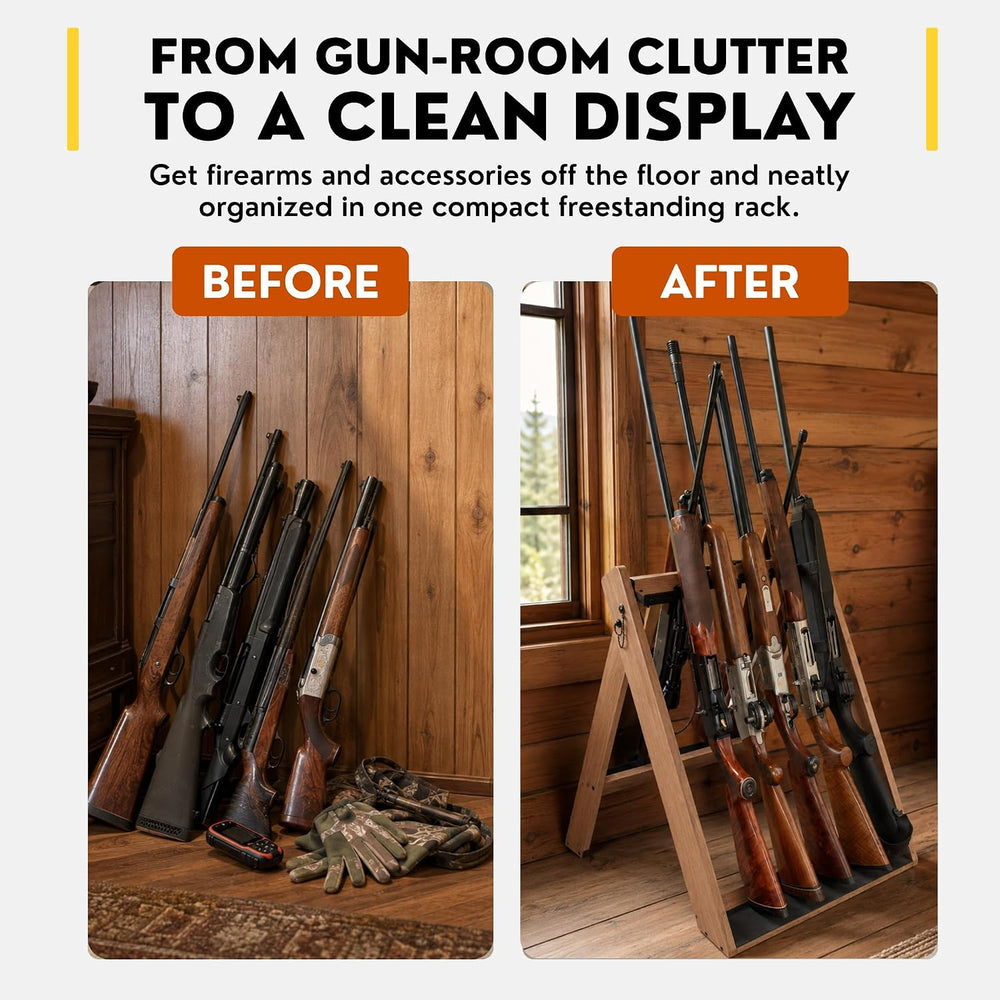 Rush Creek Creations Deer Camp Portable Folding 10 Gun Storage Rack - Handcra...