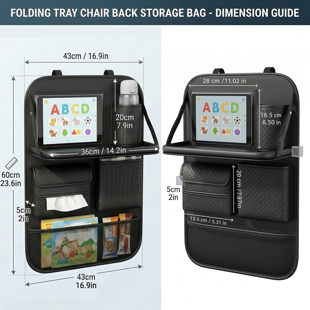 Car Seat Back Organizer with Foldable Tray, Tablet Holder & Pockets