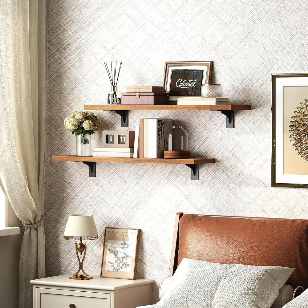 HOOBRO Floating Shelves for Wall, 23.6" Wall Mounted Shelves Set of 2
