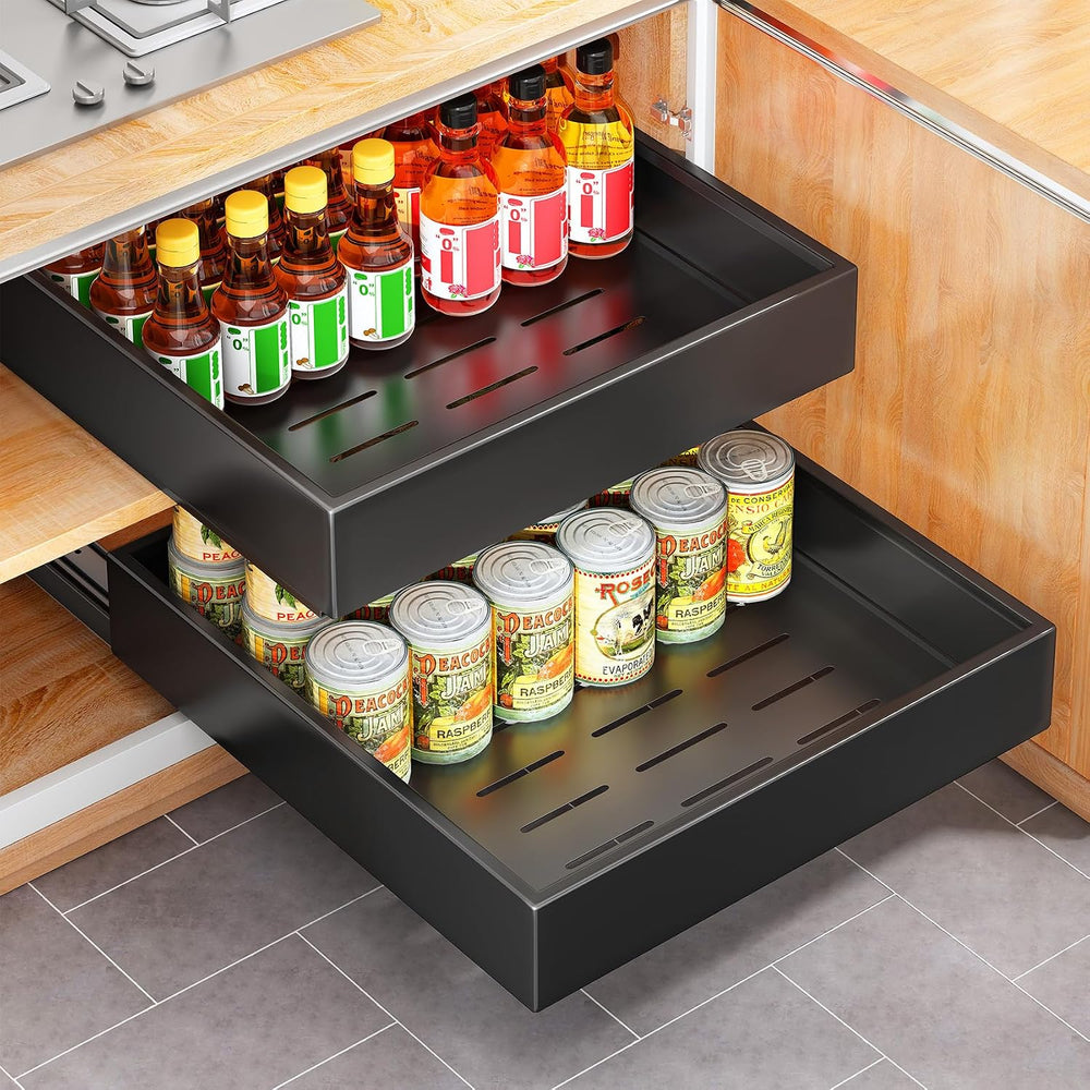 2Pack Pull out Cabinet Organizer, 21"Deep, Heavy Duty Full-extension Sli...