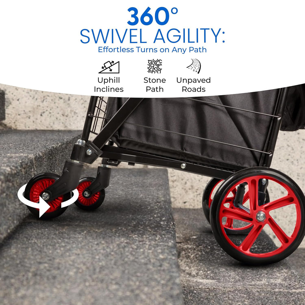 SereneLife Small Compact Folding Shopping Cart with Removable Waterproof Line...