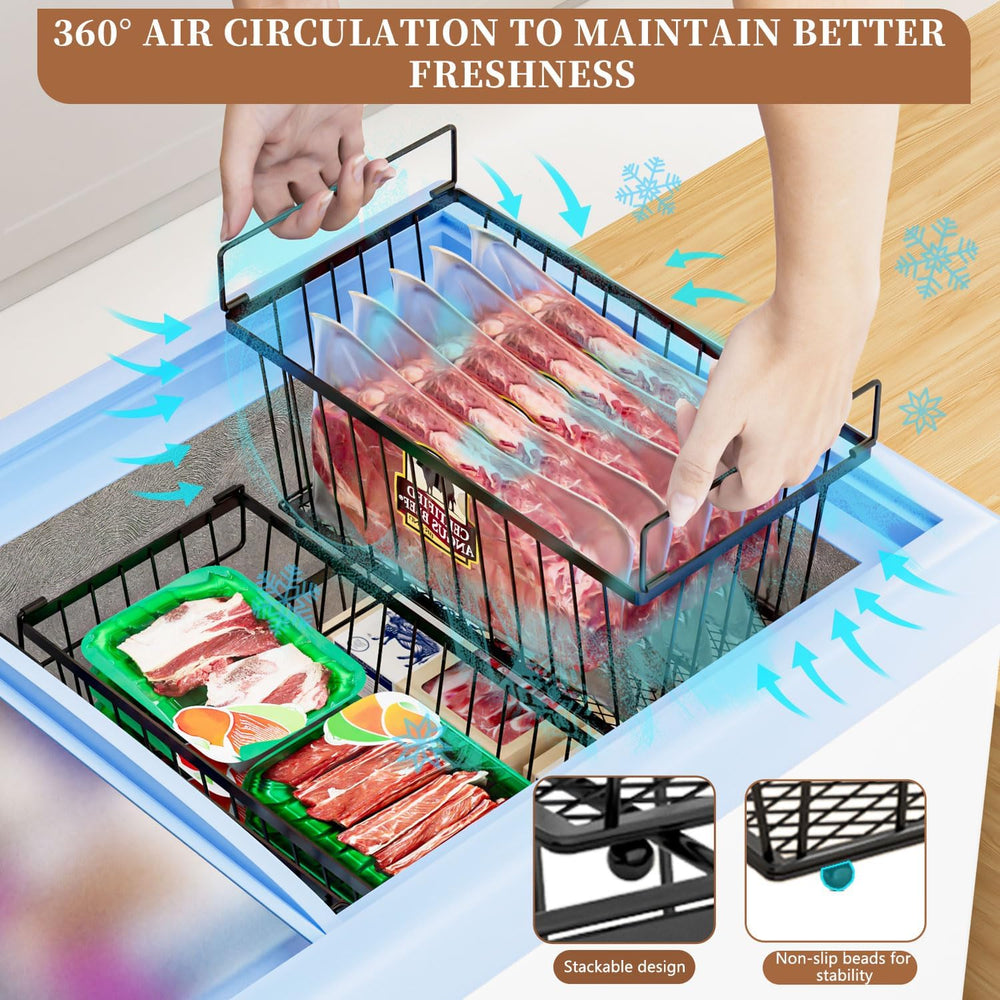 Enhanced Leak-Proof Bottom, Freezer Organizer Bins for 7 Cu.Ft,6 Pack
