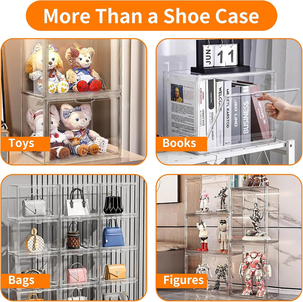 3 Pack Clear Acrylic Sneaker Shoe Display Case,Shoe Storage Boxes Stackable,A...