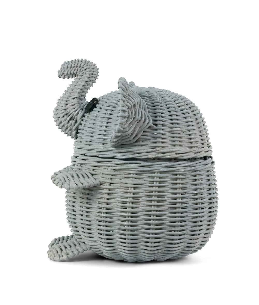 G6 COLLECTION Elephant Rattan Storage Basket With Lid Decorative Home Decor H...