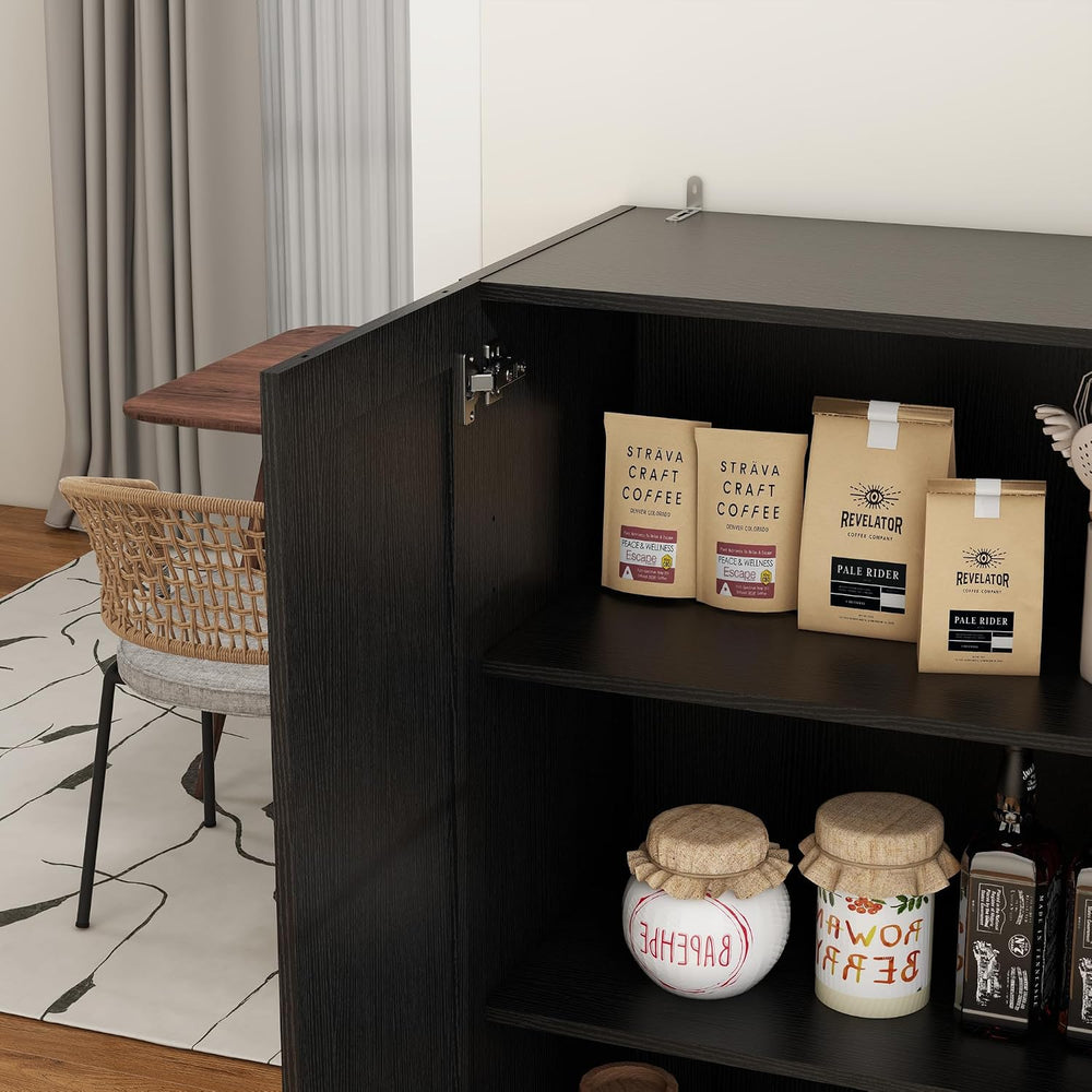 Wooden Storage Cabinet, Collection Food Pantry Narrow Cabinet Free Standing w...