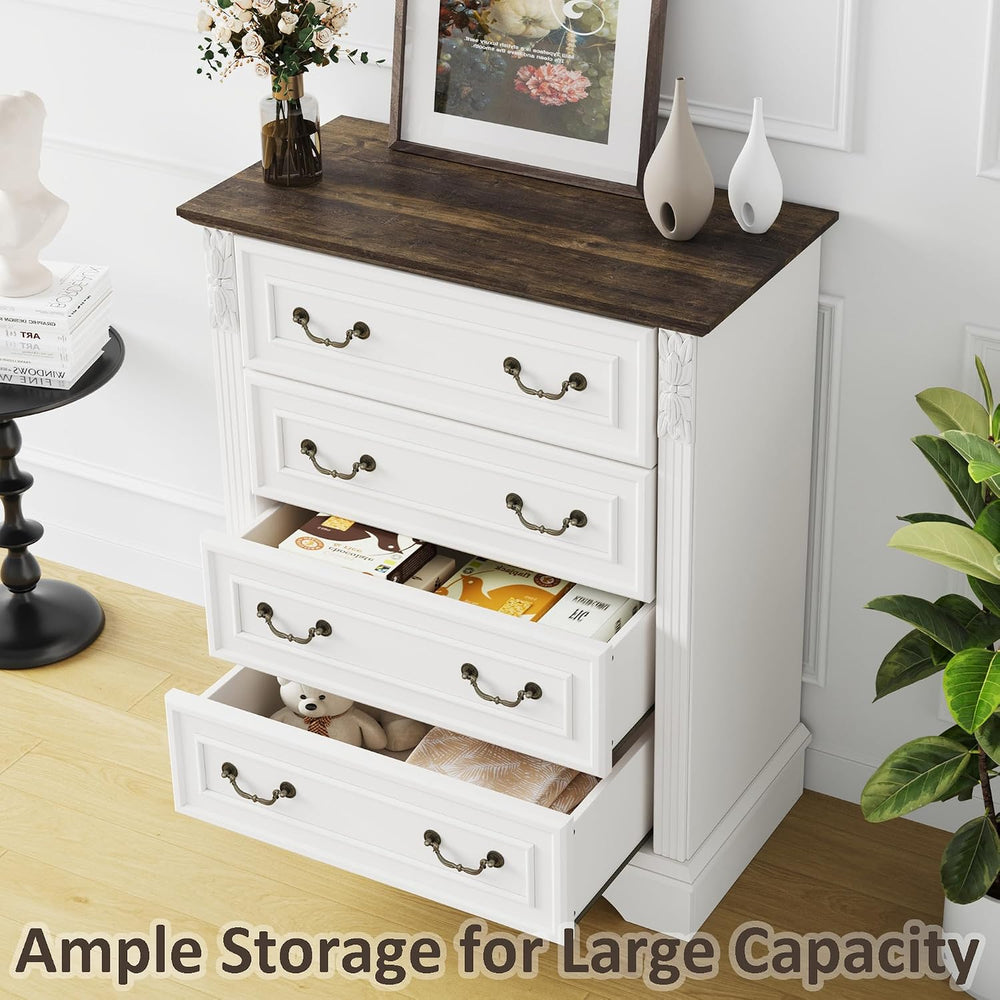 BOSHIRO Farmhouse 4 Drawer Dressers for Bedroom