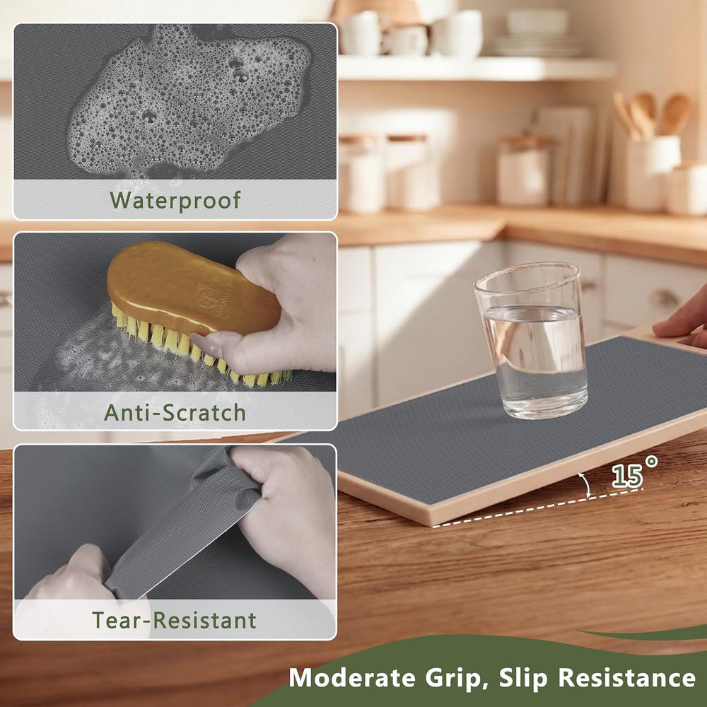 Anze Adhesive Shelf Liner for Kitchen Cabinet, 17.5 x 393.7 in, Gray