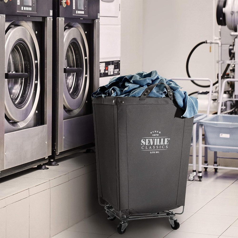 Heavy-Duty Canvas Laundry Hamper w/ Wheels, 18.1"W x 18.1"D, Gray