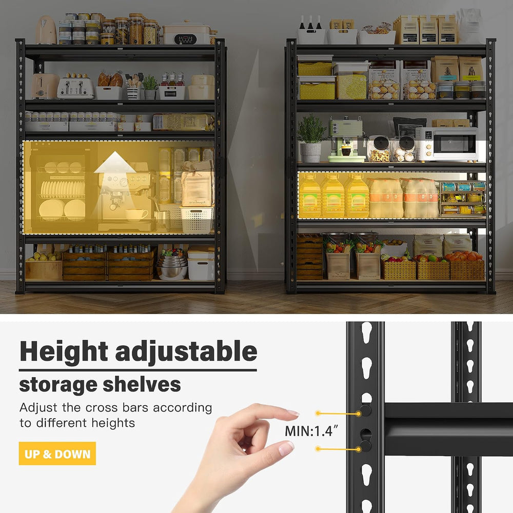 REIBII 2-Pack Storage Shelves Space-Saving and Tool Free for Garage Office
