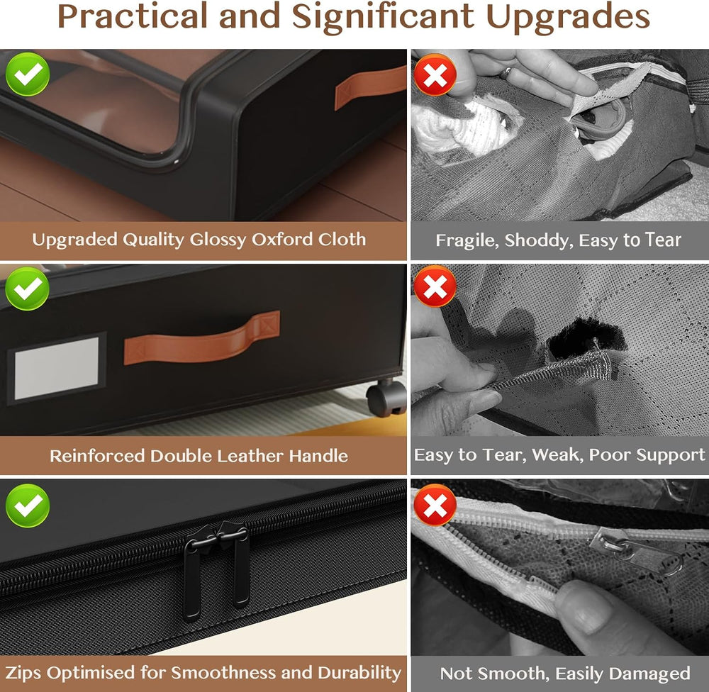 Under Bed Storage with Wheels, UnderBed Storage Containers with Clear Lid and...