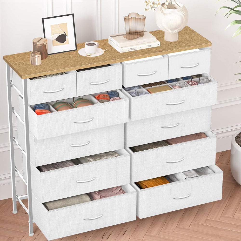 VASICAR 12 Drawers Dresser for Bedroom, Compact Chest of Drawers