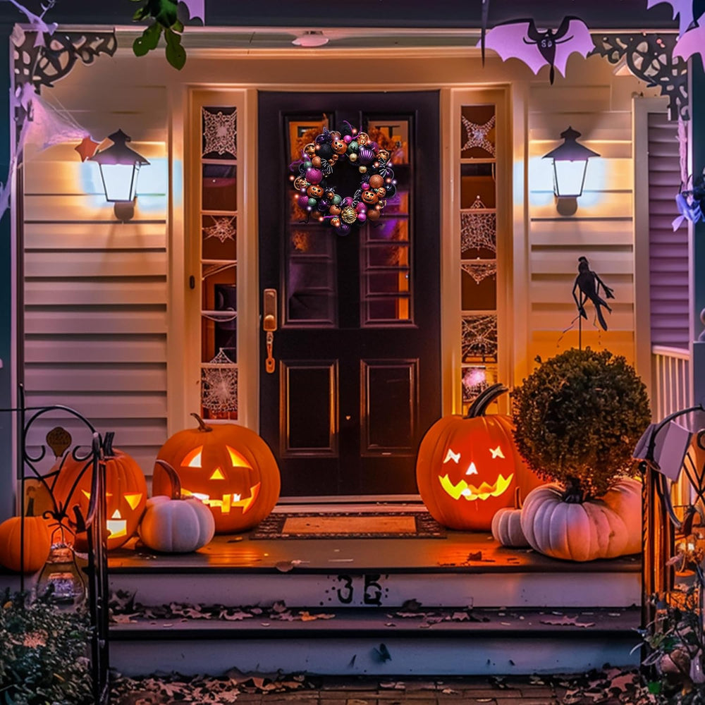 Valery Madelyn Halloween Decorations 20" Pumpkin Wreath for Front Door