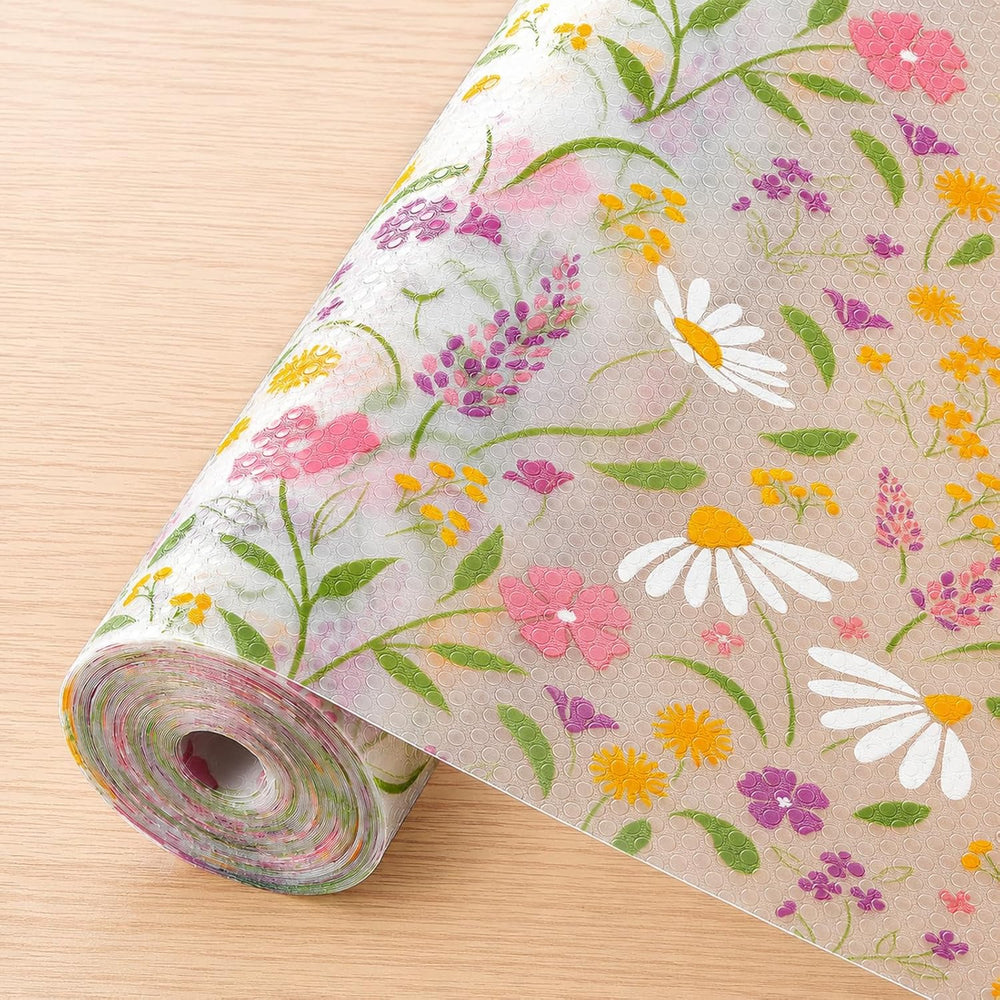 INNOLITES Shelf Liner for Kitchen Cabinet, Floral Drawer Liner Non-Adhesive
