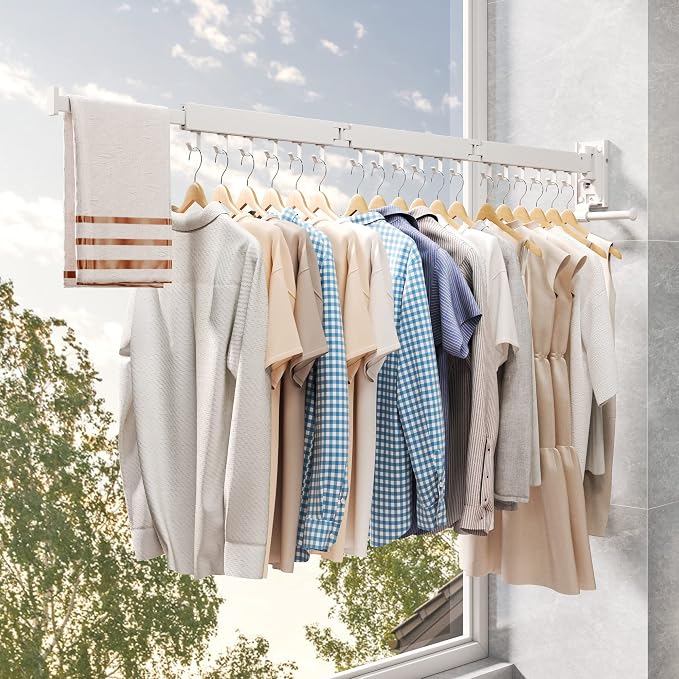 Drying Rack, Wall Mounted Clothes Rack, 220lbs Capacity
