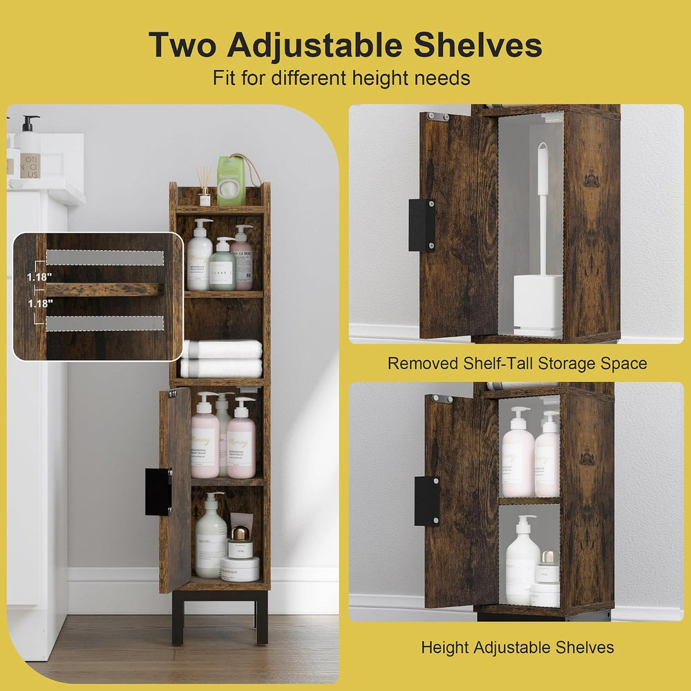 FerniTry Small Bathroom Storage Cabinet, Corner Floor Narrow Toilet Paper Cab...