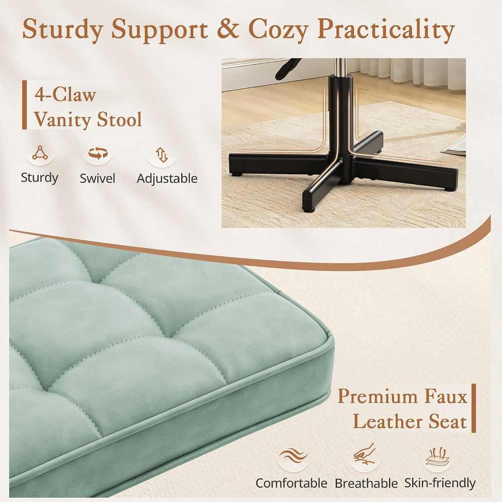 LUE BONA Adjustable Vanity Stool, 15''-19.5'' Foot Rest Under...