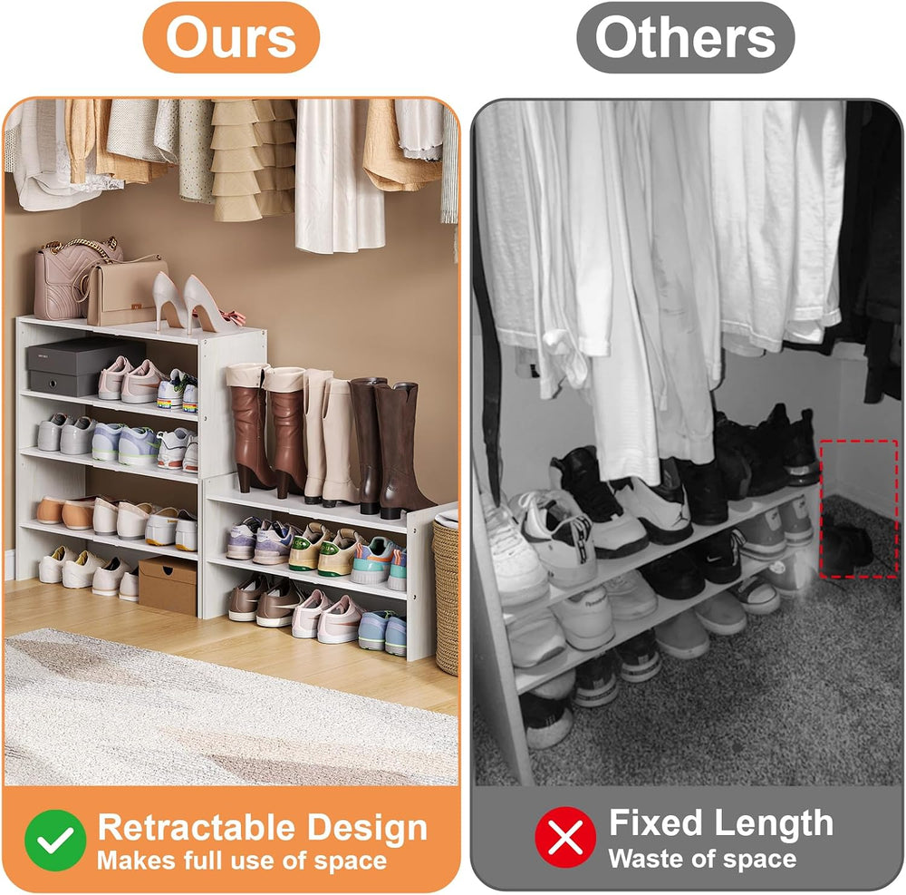 X-cosrack 2-Tier Shoe Rack Organizer for Closet, Expandable and Adjustable Wh...