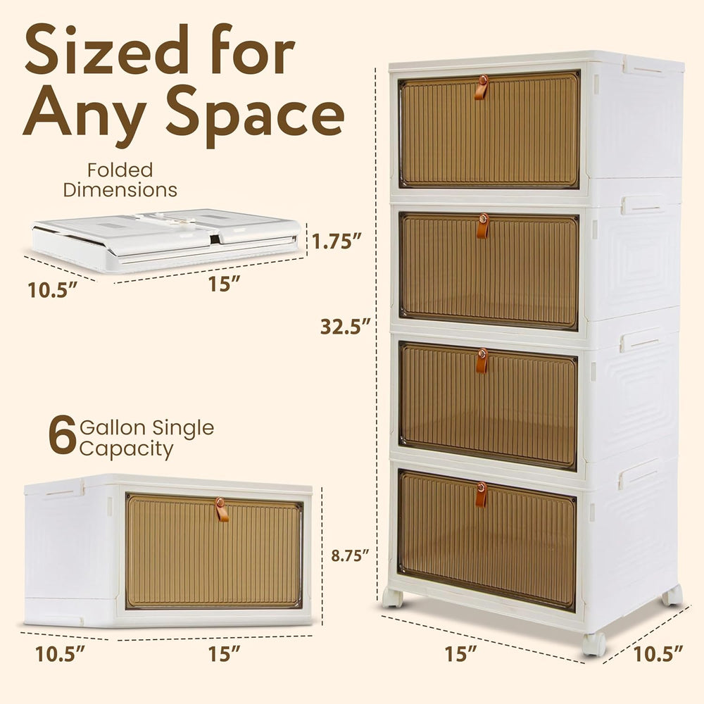 Quik Box Sport 4-Tier Stackable Storage Organizer - 24 Gallon Capacity Collap...