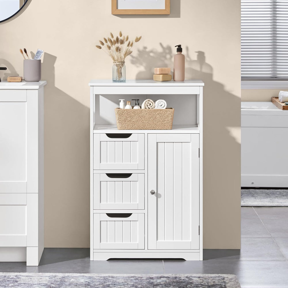 Yaheetech Small Freestanding Bathroom Storage Cabinet with 3 Drawers, White