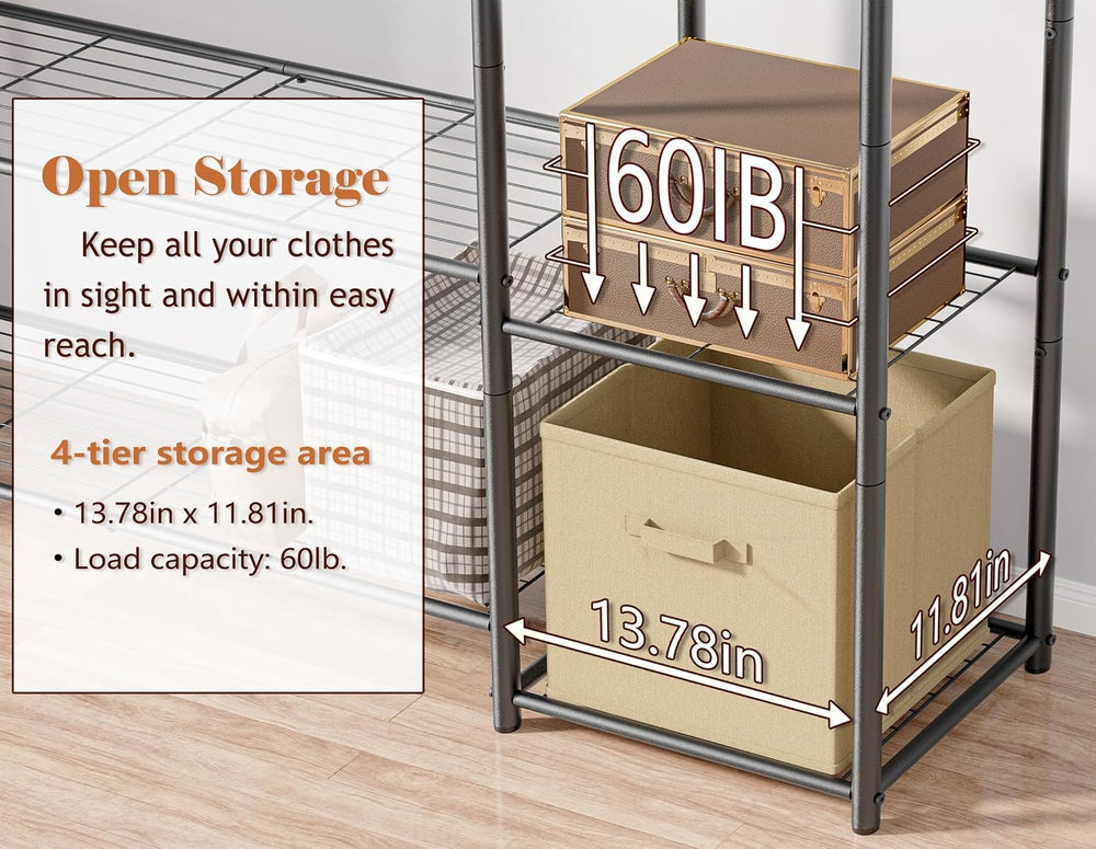HOMIDEC Wardrobe Closet,Portable Clothes Rack with 4 Tiers Shelves