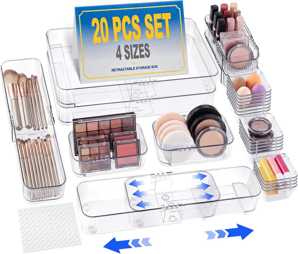 Aneco 20Pcs Extendable Drawer Organizer 4-Size Expandable Drawer Organizer
