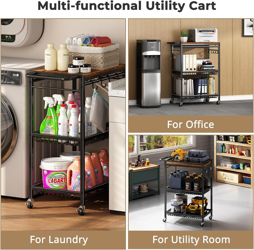 Microwave Kitchen Rolling Cart, 35.43" H Microwave Table Stand with Lock...