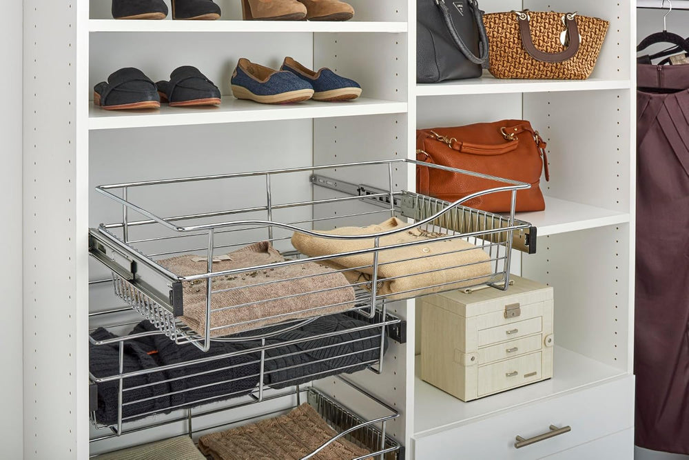 REV-A-SHELF Chrome 30" Wire Pullout Basket for 14" Deep Closet - 11...