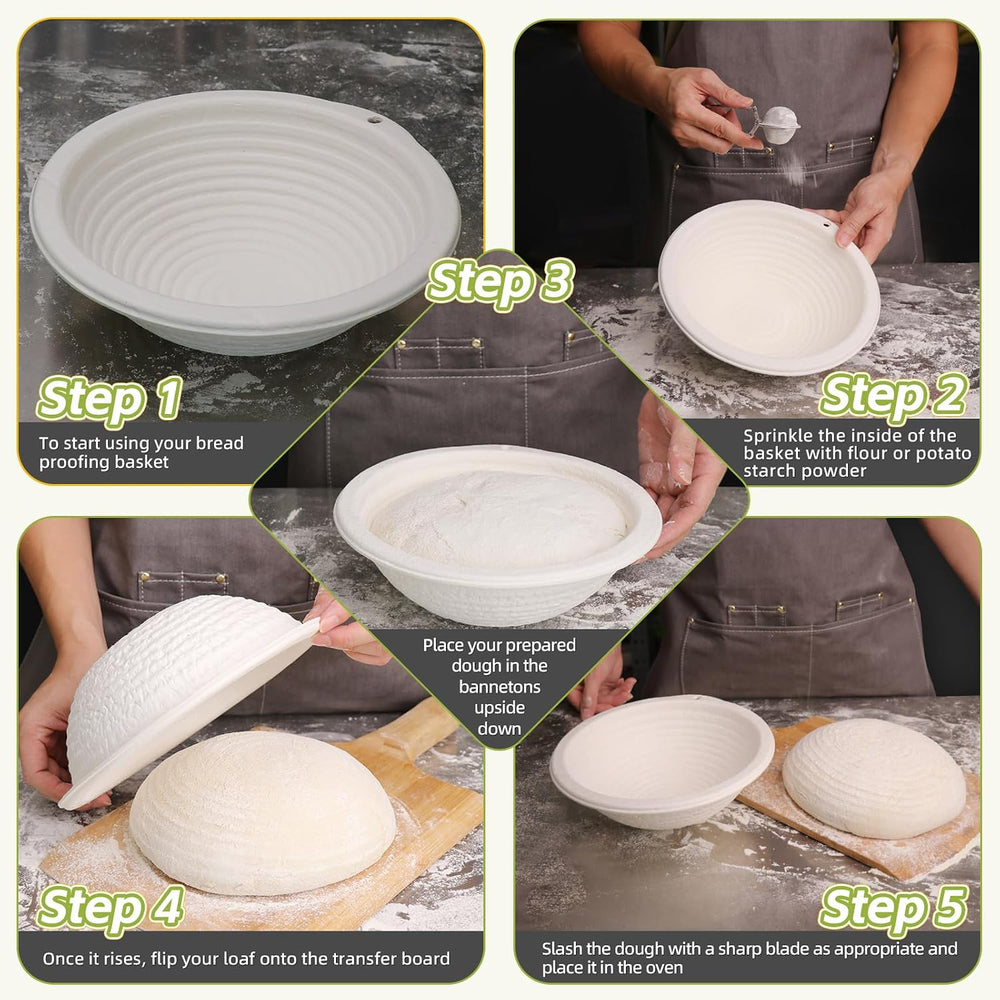 11" Oval Pulp Bread Proofing Basket 6-Pack with 30 Liners