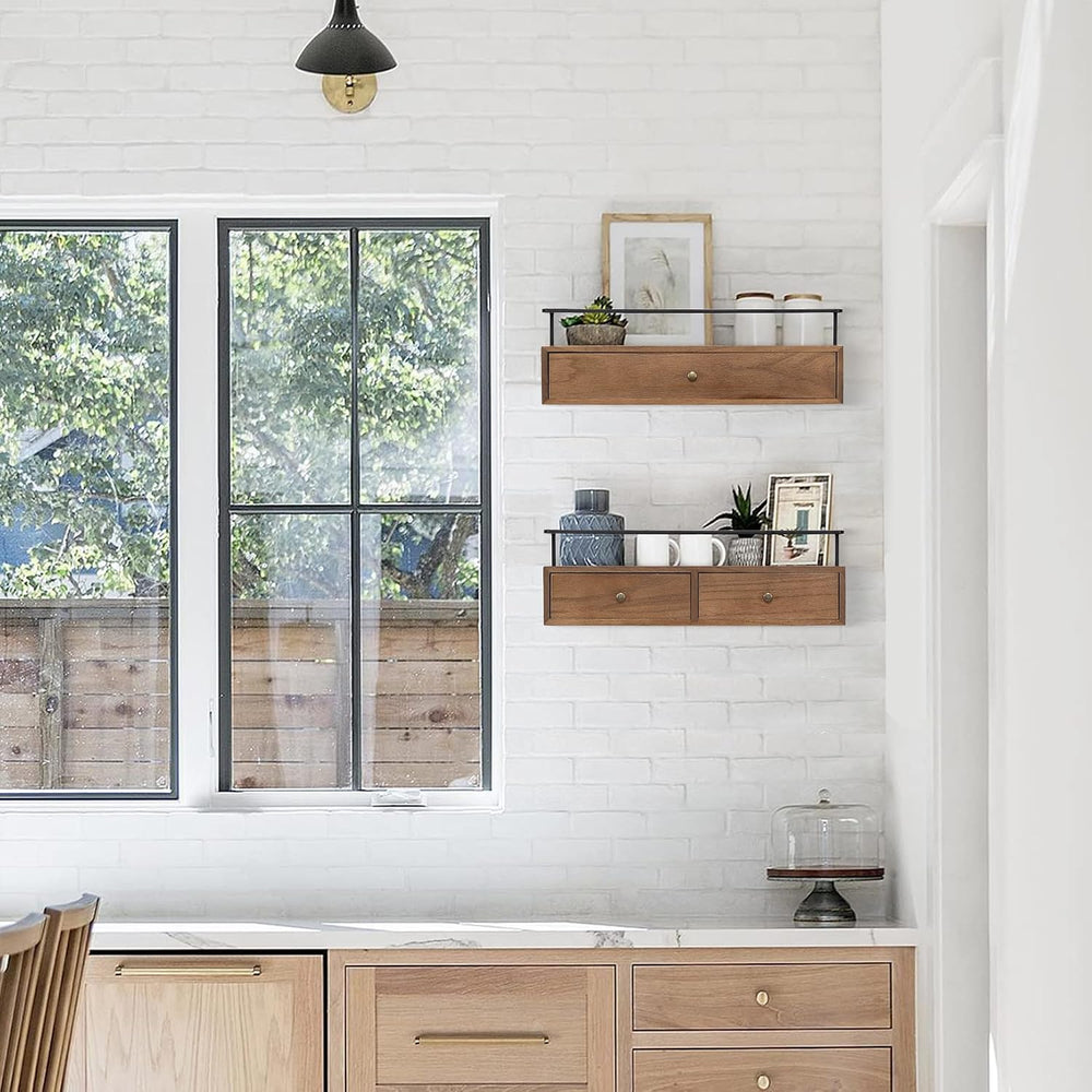 Floating Shelves for Wall Storage, Wall Mounted Bathroom Shelf with Drawers S...