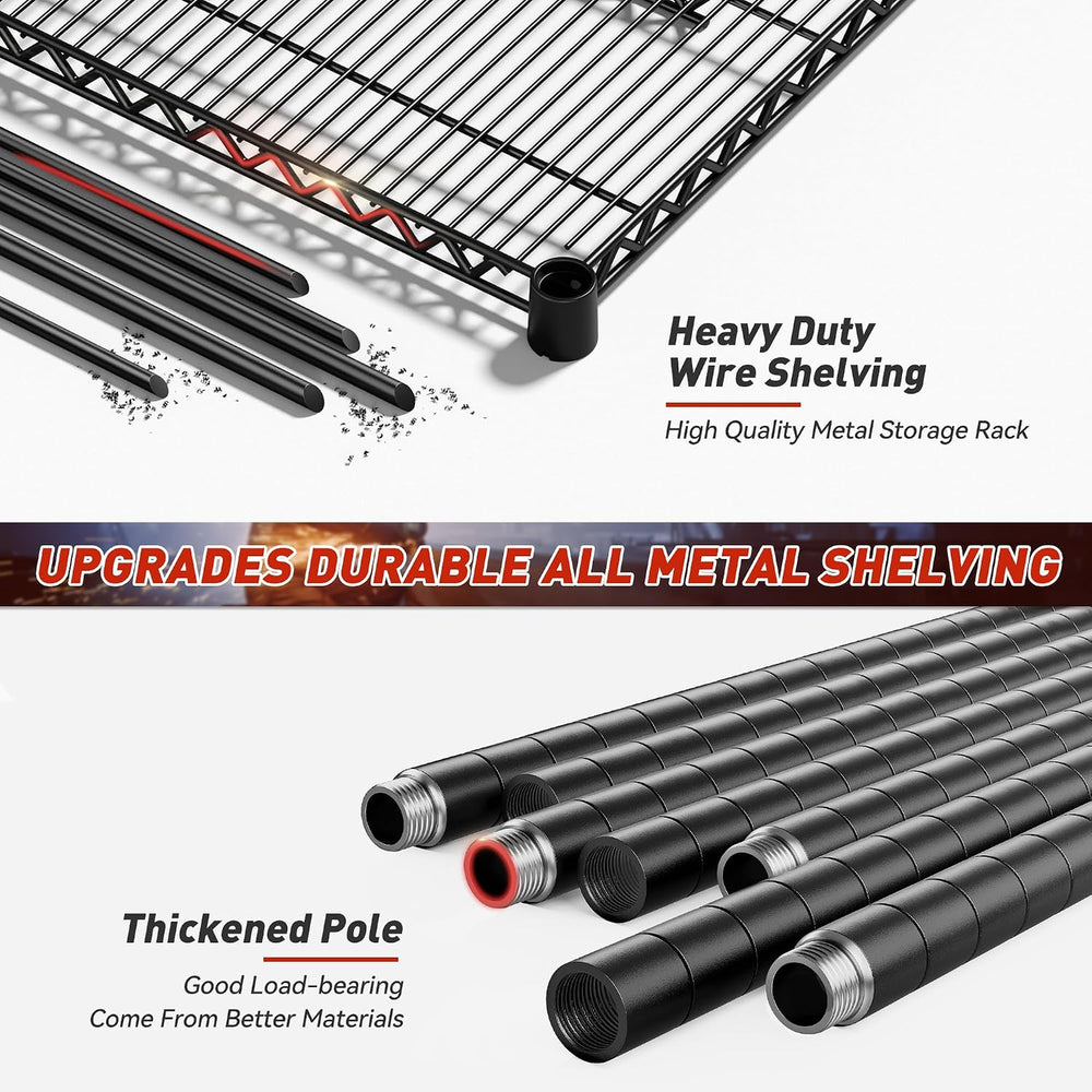 REIBII Extra-Wide 60"W 4-Tier Wire Shelving with Wheels, 2399lbs for Garage