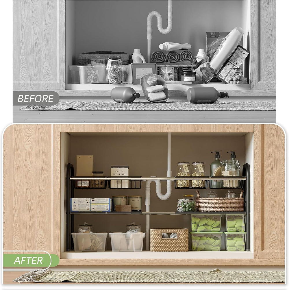 Under Sink Organizers and Storage,Expandable under cabinet organizer Shelf