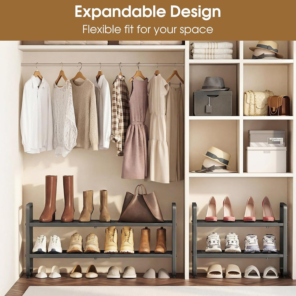 SAYZH 2-Tier Expandable Shoe Rack for Closet, Adjustable Metal Shoe Organizer...