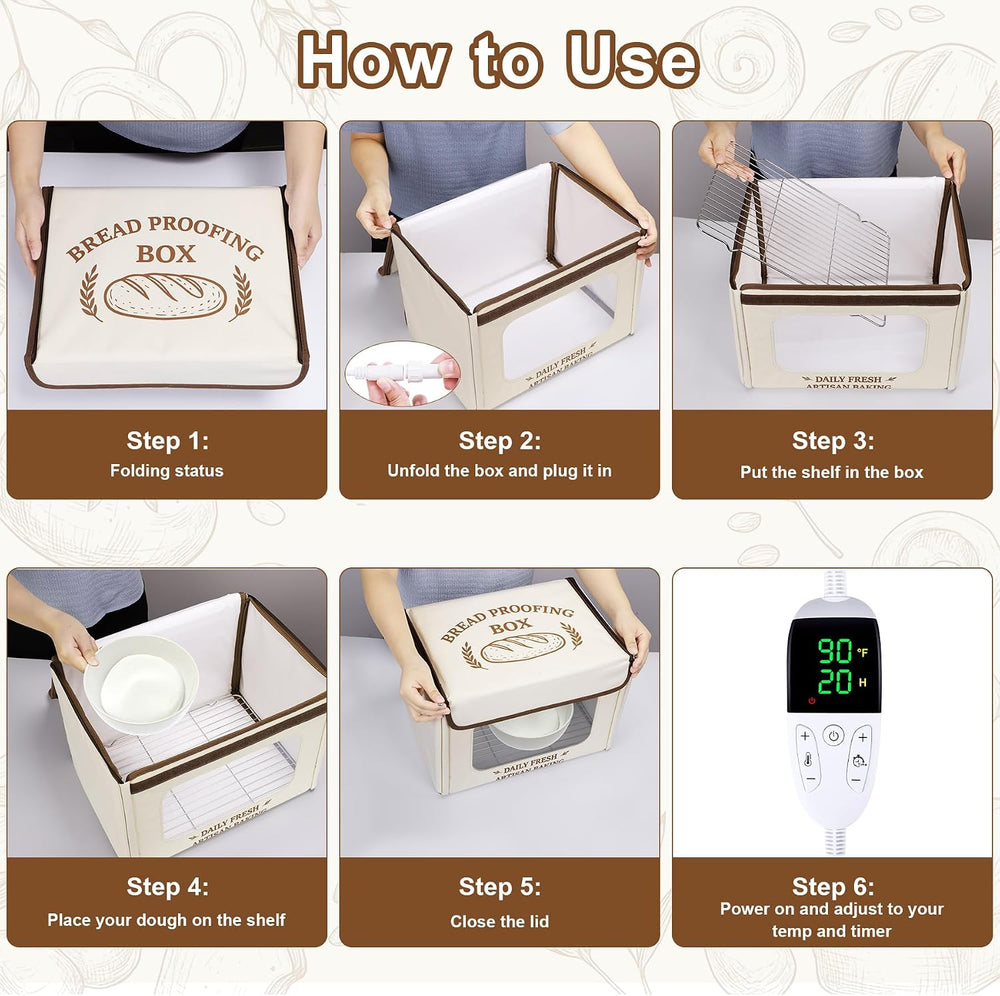Antner Folding Bread Proofing Box with 70-131°F Temp Control & 99H Timer,...