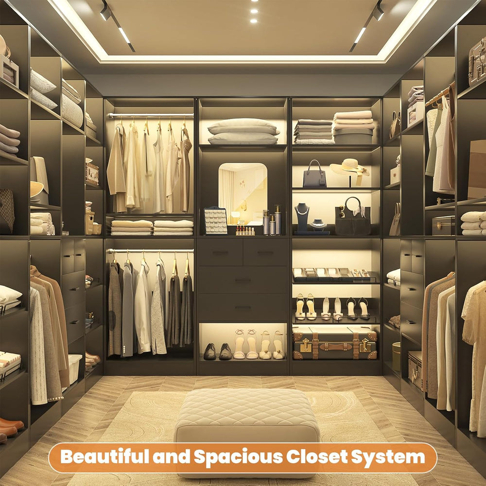 Unikito 25" Closet System with 4 Drawers, Storage Shelves, Mirror Design