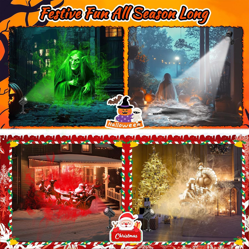 12 in 1 Halloween Decorations Outdoor 3D Dynamic Projector Light