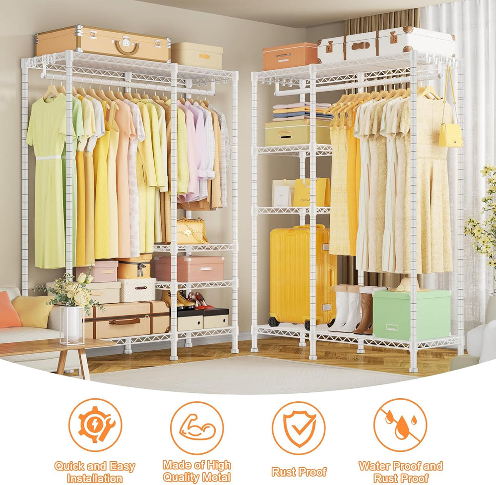 Ulif F4 Heavy Duty Clothes Rack (With Hanger Rod) Freestanding Clothing Racks...