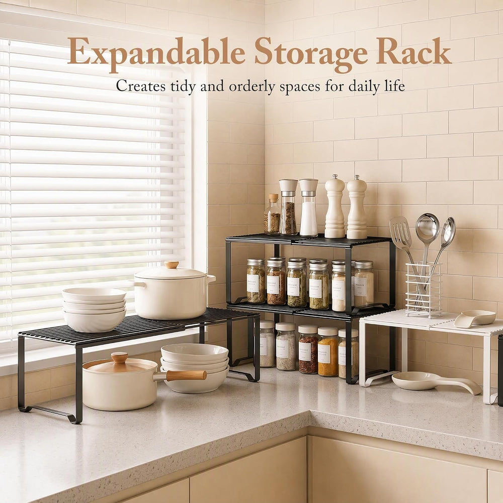 Extendable Metal Wire Shelf Organizer - Adjustable 15-24.4in Length, Stackabl...