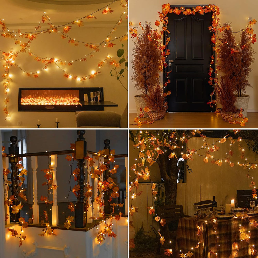 66ft Maple Leaves 200LED String Lights Fall Decor for Home Lighted Fall Garla...