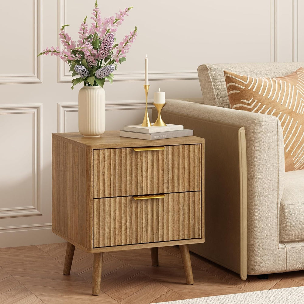 CARPETNAL Fluted Dresser and Nightstand Sets for Bedroom, 3 Pcs Bedroom Set, ...