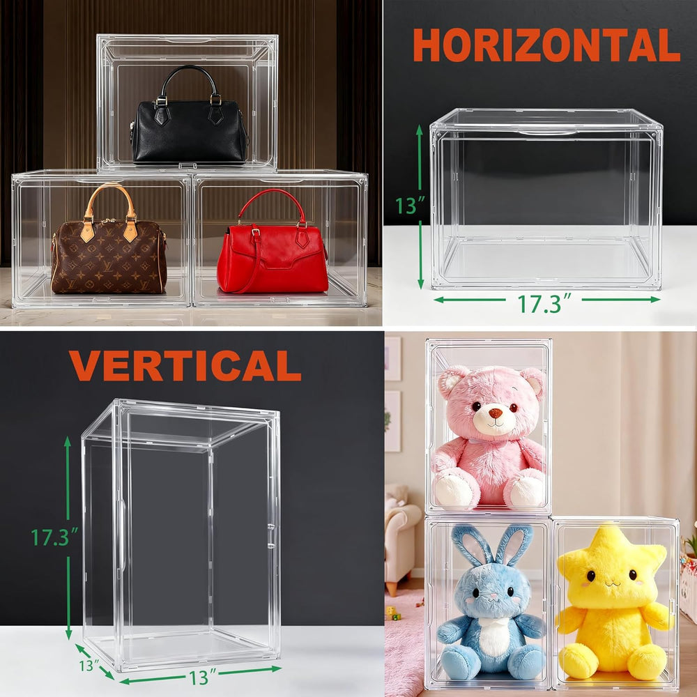 XXX-Large Acrylic Purse Handbag Display Case with Lid,Clear Handbag Storage