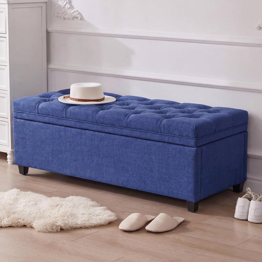 Mangodan 50 Inch Large Storage Ottoman, Tufted Ottoman with Storage