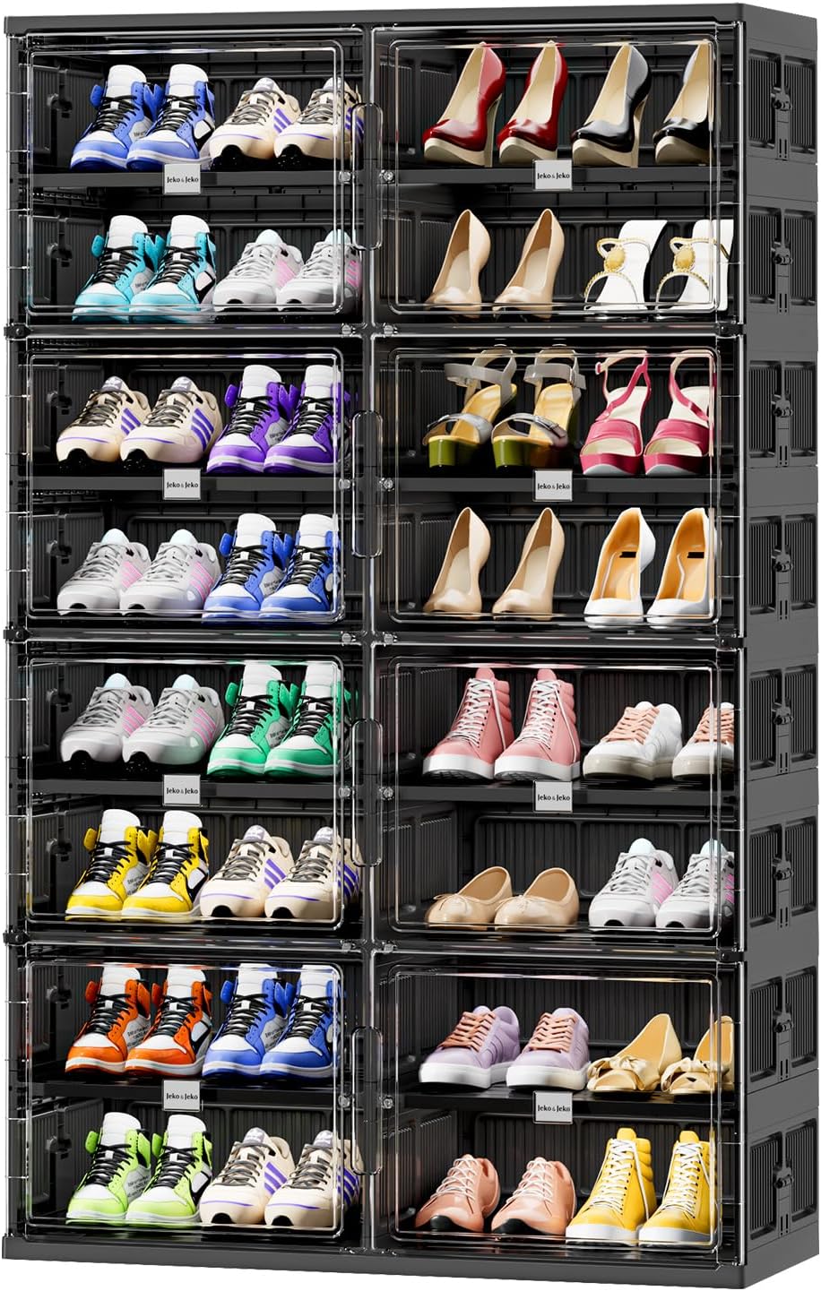 JEKO&JEKO 8 Tiers Foldable Shoe Rack Organizer Cabinet for Closet Entrywa...